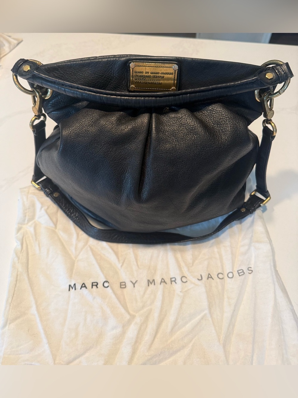 Marc by Marc Jacobs Hillier Black Pebbled Leather Shoulder/Crossbody Hobo Bag